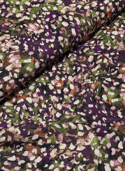 A la Ville wine mauve flowergarden (eggplant) - beautiful Italian viscose crepe