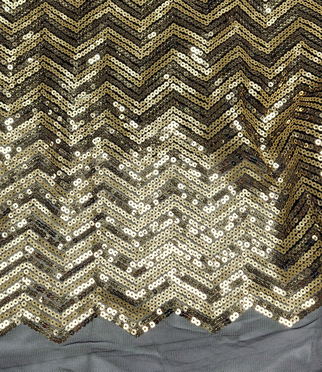 chevron sequins - pailletten zacht goud op mesh