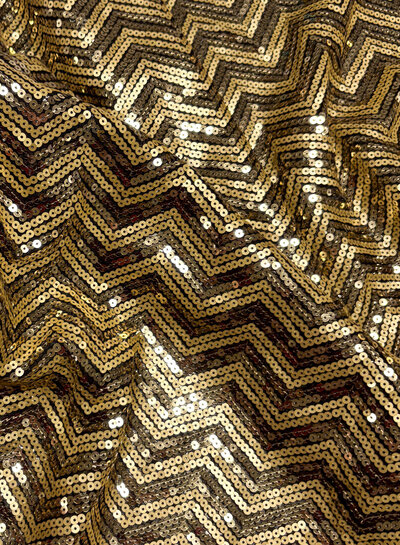 chevron sequins - soft gold sequins on mesh