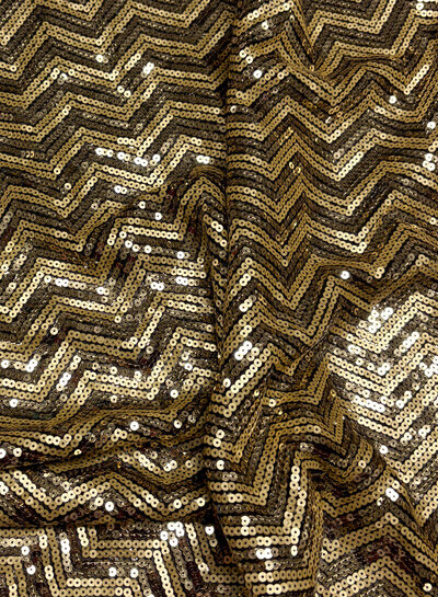 chevron sequins - pailletten zacht goud op mesh