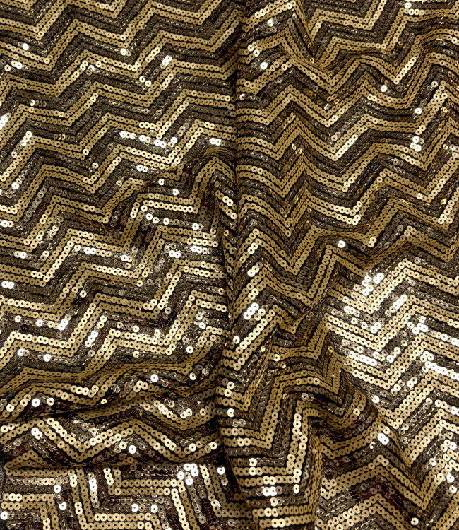 chevron sequins - pailletten zacht goud op mesh