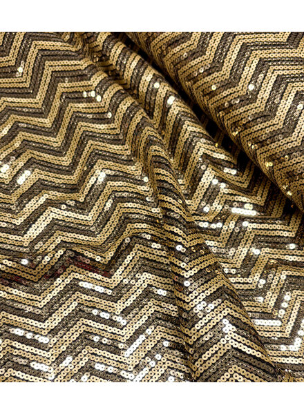 chevron sequins - pailletten zacht goud op mesh