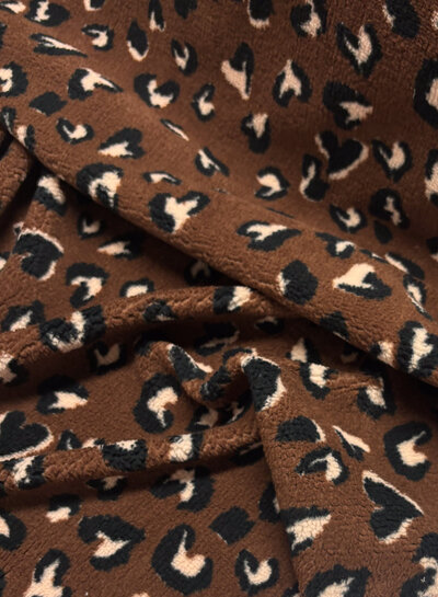 chocolate brown leopard - teddy sherpa