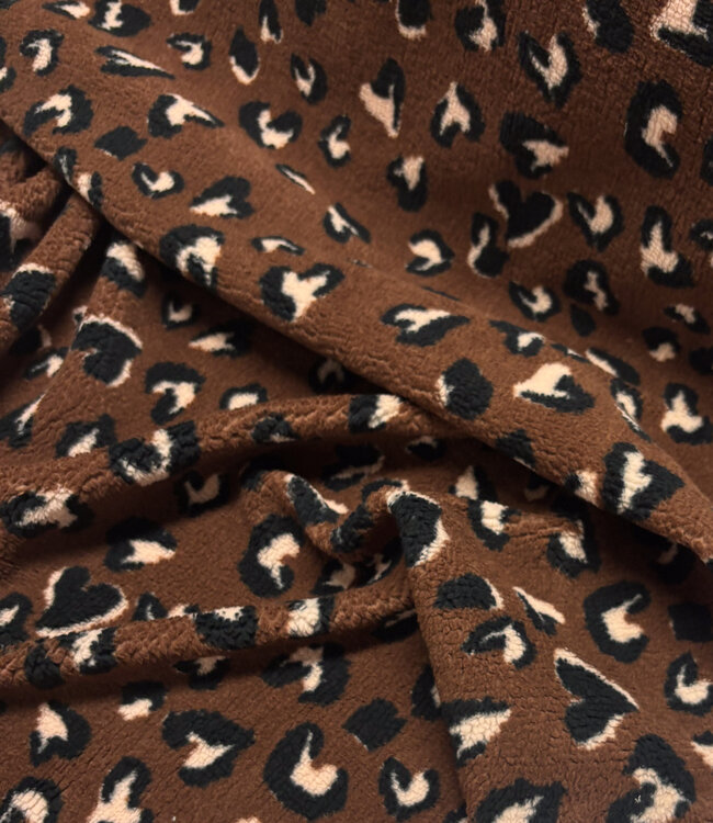 chocoladebruin leopard - teddy sherpa