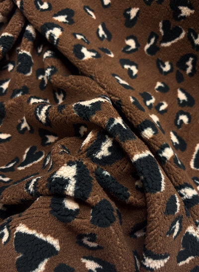 chocolate brown leopard - teddy sherpa