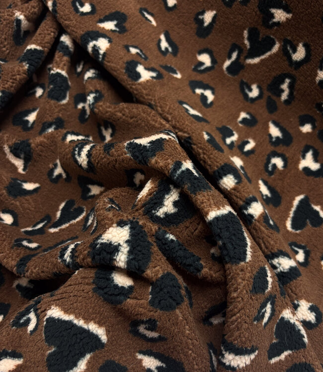 chocoladebruin leopard - teddy sherpa