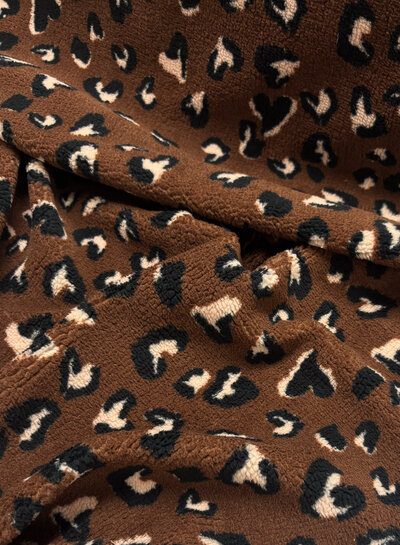 chocoladebruin leopard - teddy sherpa