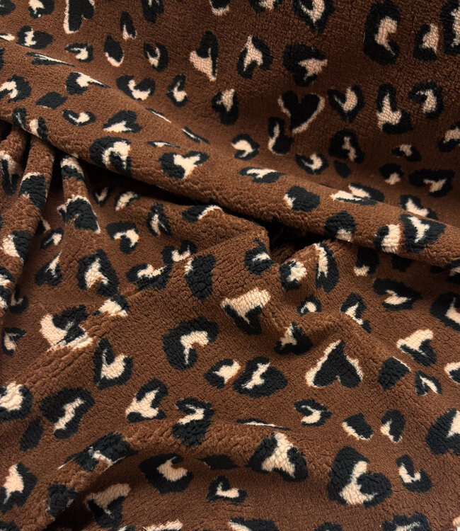 chocoladebruin leopard - teddy sherpa