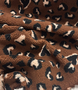 chocolate brown leopard - teddy sherpa