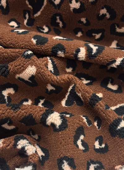 chocolate brown leopard - teddy sherpa