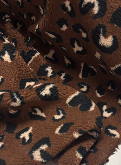 chocoladebruin leopard - teddy sherpa