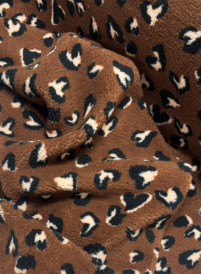 chocoladebruin leopard - teddy sherpa