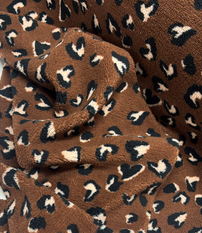 chocoladebruin leopard - teddy sherpa