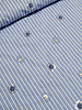 Poppy fabrics embroidery and sequins - blue and white striped cotton