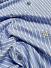 Poppy fabrics embroidery and sequins - blue and white striped cotton