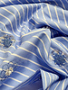 Poppy fabrics embroidery and sequins - blue and white striped cotton