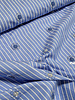 Poppy fabrics embroidery and sequins - blue and white striped cotton