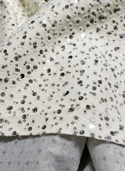 statement denim ecru - silver sequins
