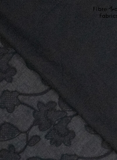 Fibremood Samira - zwart ebroidery flower - katoen