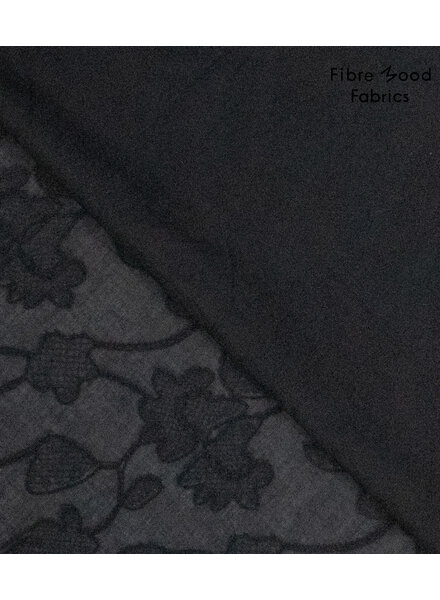 Fibremood Samira - black embroidery flower - cotton