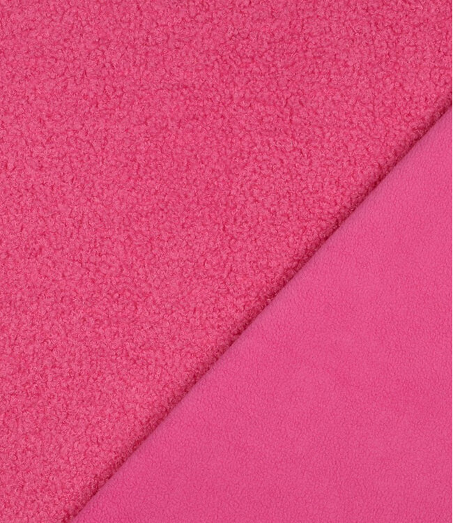 roze - teddy boucle double face met fleece