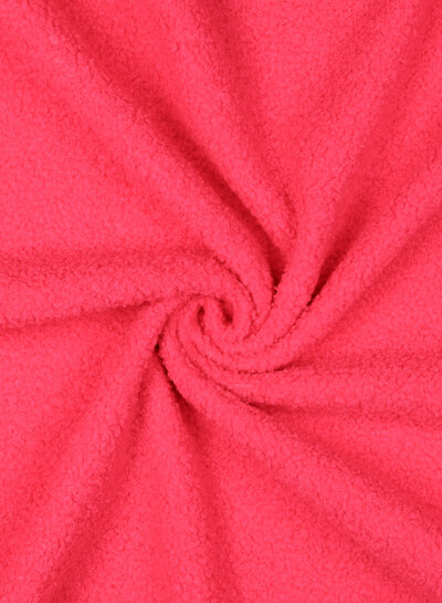fluo roze - teddy boucle double face met fleece