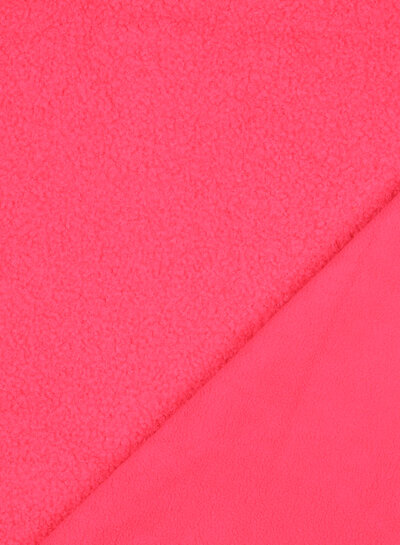 fluo roze - teddy boucle double face met fleece