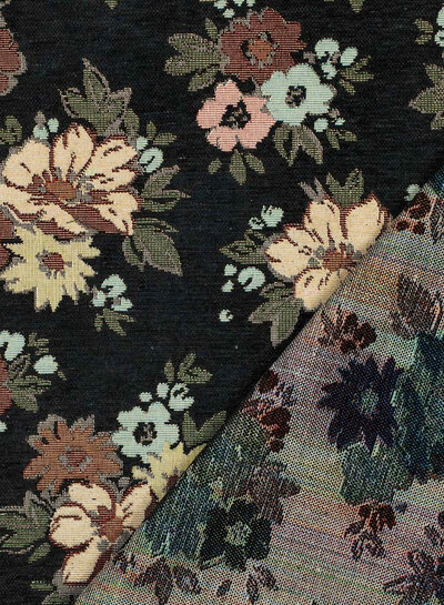 Chenille black - gobelin - beautiful sturdy jacquard