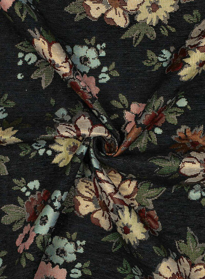 Chenille black - gobelin - beautiful sturdy jacquard