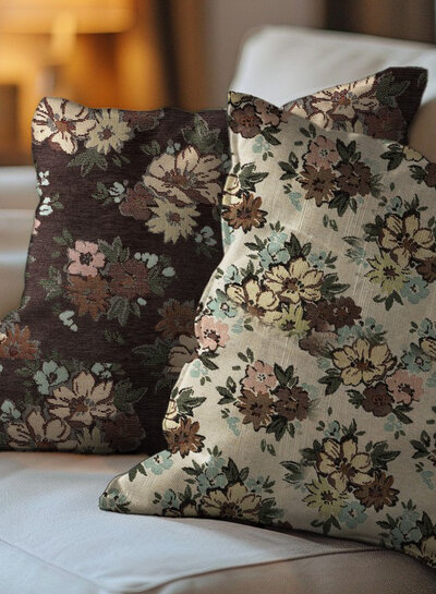 Chenille zwart -  gobelin - mooie stevige jacquard