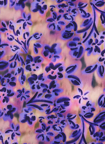 Poppy fabrics paarse bloemenpracht - satijn katoen