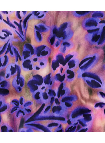 Poppy fabrics purple floral splendor - satin cotton
