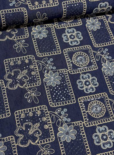 light weight denim - embroidery and sequins cotton