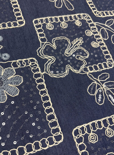 light weight denim - embroidery and sequins cotton