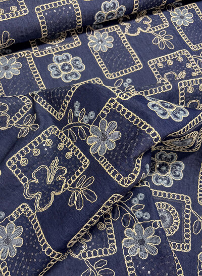 light weight denim - embroidery and sequins cotton