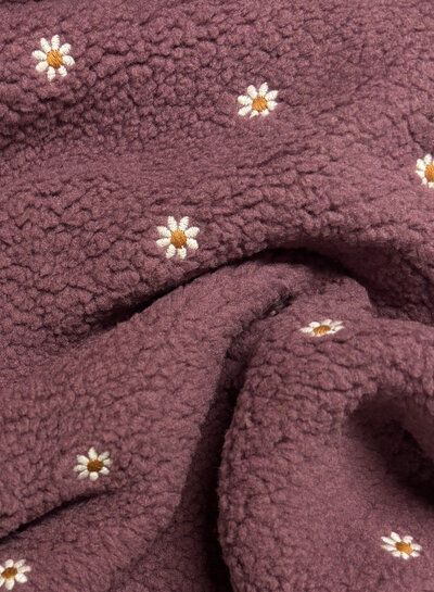 rozenhout teddy embroidery flowers - prachtige sherpa