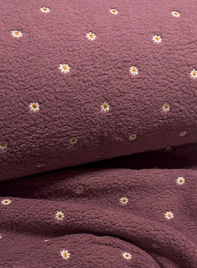 rozenhout teddy embroidery flowers - prachtige sherpa