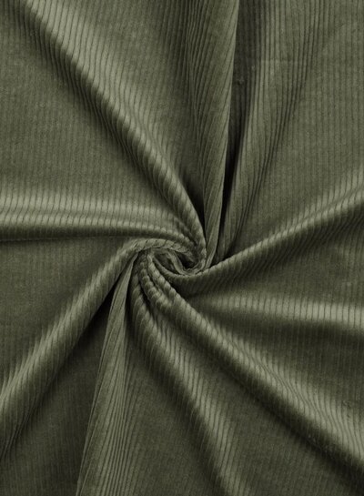 khaki - washed corduroy met stretch - ribfluweel