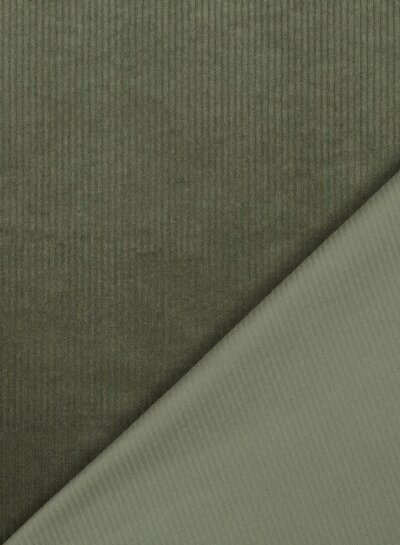 khaki - washed corduroy met stretch - ribfluweel