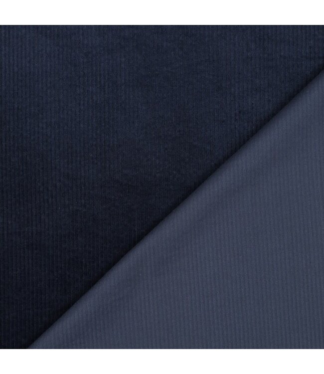 marineblauw  - washed corduroy met stretch  - ribfluweel