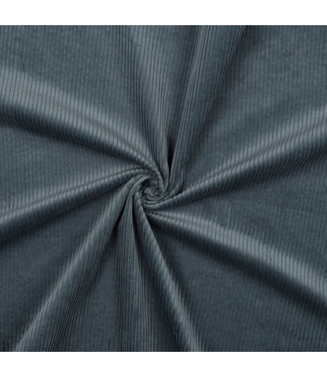 vergrijsd blauw - washed corduroy met stretch - ribfluweel