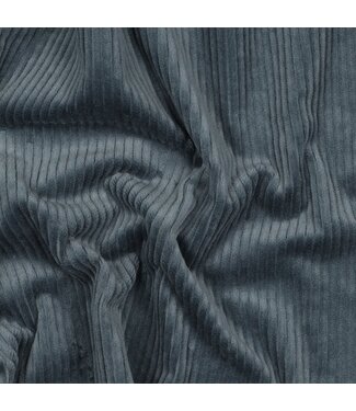 vergrijsd blauw - washed corduroy met stretch - ribfluweel