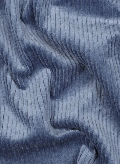 jeansblauw - washed corduroy met stretch - ribfluweel