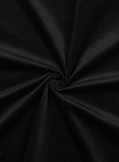 black - washed corduroy with stretch - ribbed velvet