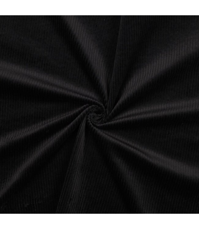 zwart - washed corduroy met stretch - ribfluweel