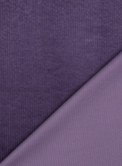 aubergine - washed corduroy met stretch - ribfluweel