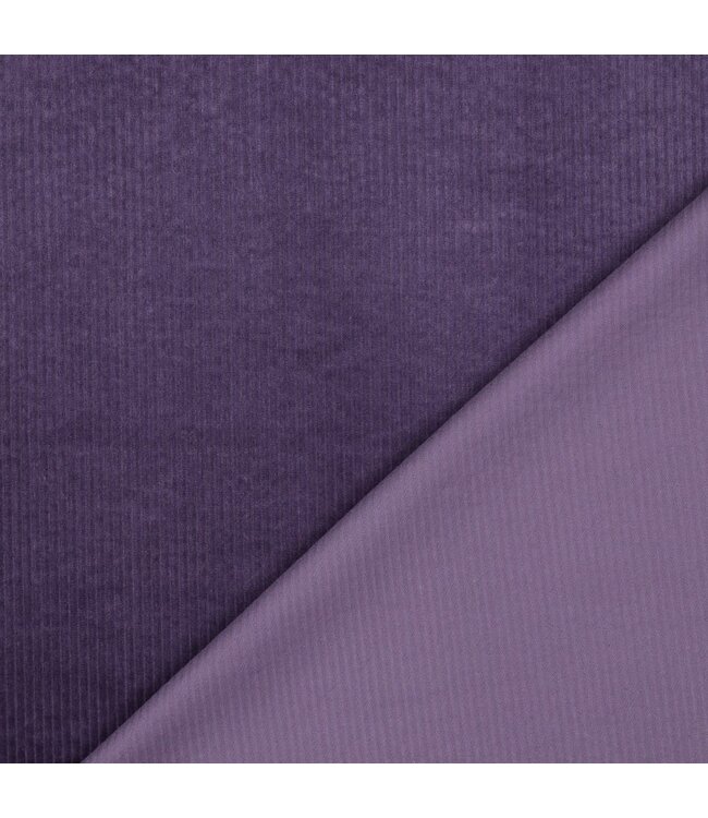 aubergine - washed corduroy met stretch - ribfluweel