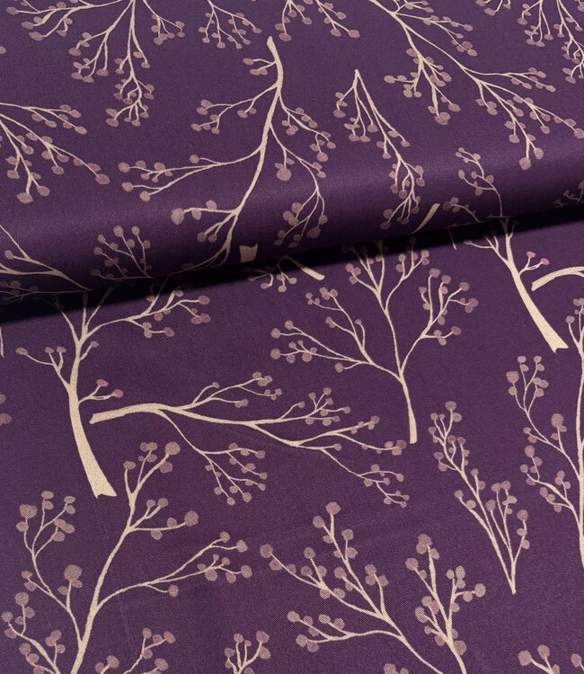 aubergine twigs  - viscose twill