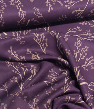 aubergine twigs  - viscose twill