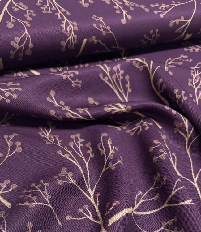 aubergine twigs  - viscose twill